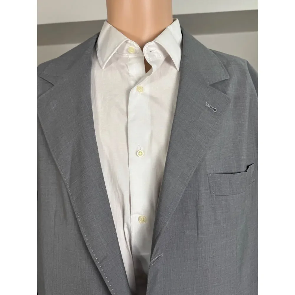 Brunello Cucinelli Gray Wool Silk Unstructured Blazer Suit Jacket 60 50R US Men